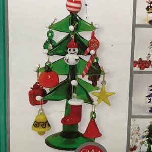Glass Holiday Tree with Ornaments